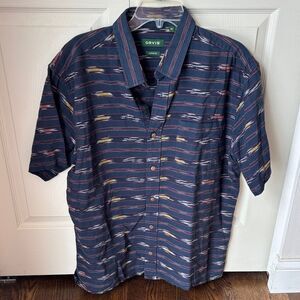 Orvis men Multicolor southwestern Striped short sleeve Button Down Shirt XL EUC